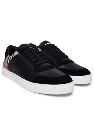 Shop Burberry 'stevie' Black Leather Sneakers