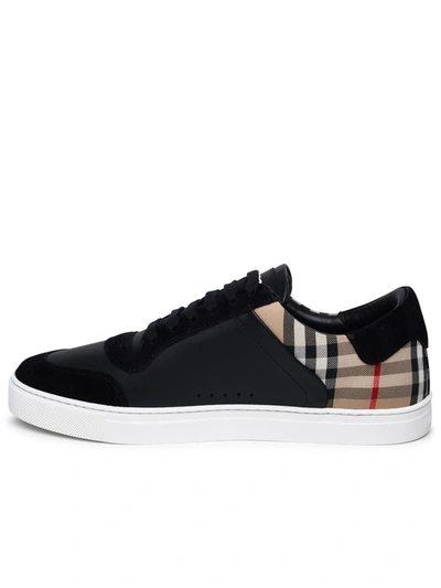 Shop Burberry 'stevie' Black Leather Sneakers
