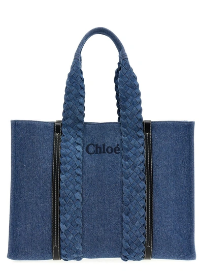 Shop Chloé 'woody' Large Shopping Bag In Blue