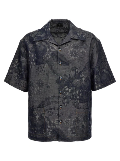 Shop Etro Jacquard Shirt In Blue