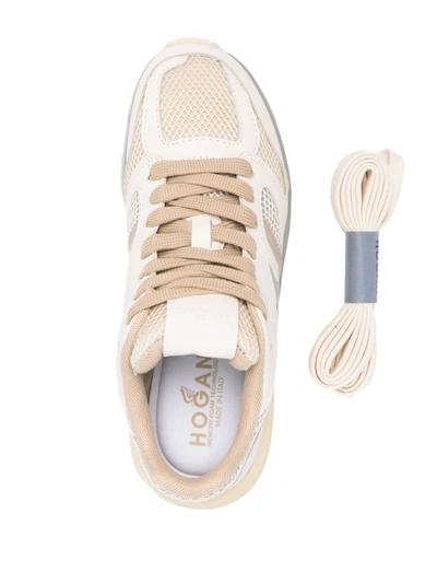 Hogan Running New Leather Mesh In Beige