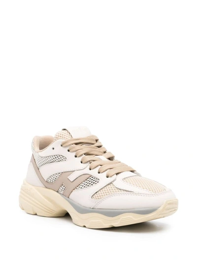 Hogan Running New Leather Mesh In Beige
