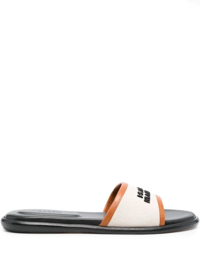 Isabel Marant Vikee Slides In Leather Brown