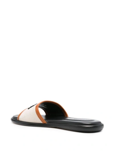 Shop Isabel Marant Vikee Logo Flat Sandals In Leather Brown