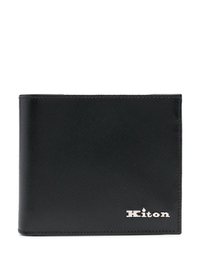 Shop Kiton Leather Wallet In Black