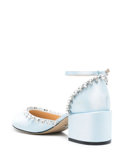 Mach&mach 55mm Audrey Satin Heels In Clear Blue