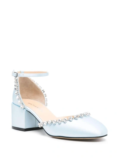 Shop Mach & Mach Audrey Satin Pumps In Clear Blue