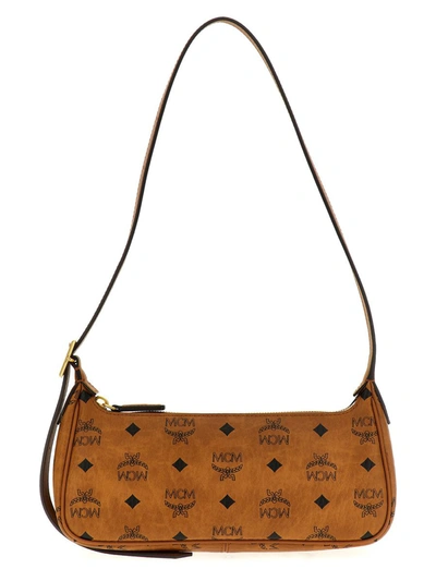 Shop Mcm 'aren Visetos' Small Shoulder Bag In Brown