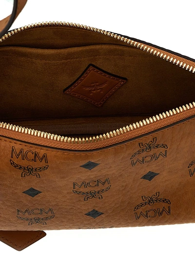 Shop Mcm 'aren Visetos' Small Shoulder Bag In Brown