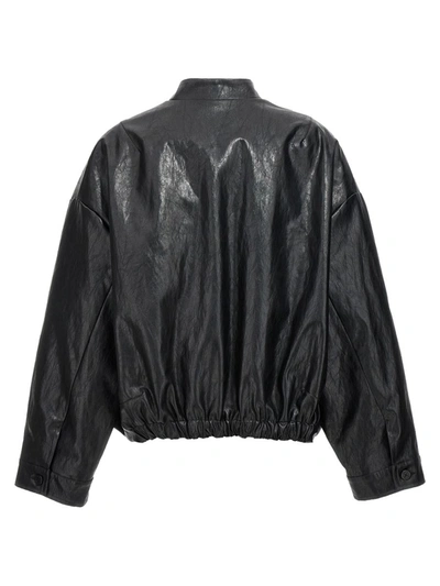 Shop Nude Eco Leather Bomber Jacket In Black