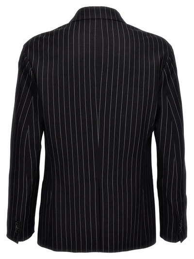 Off-white Pinstriped Blazer With Structured Silhouette In Blue