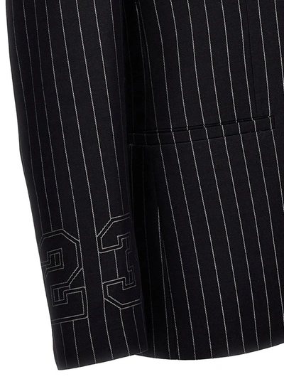 Shop Off-white '23 Pinstripes' Blazer In Blue