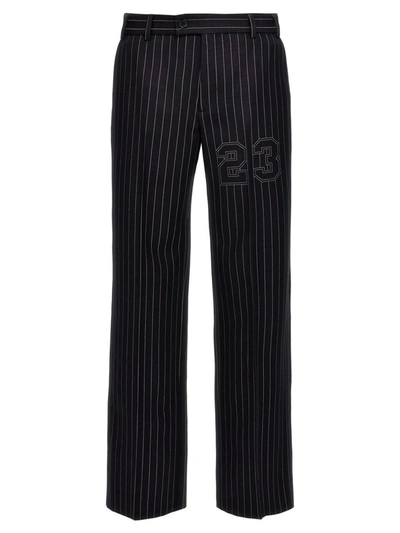 Shop Off-white '23 Pinstripes' Trousers In Blue