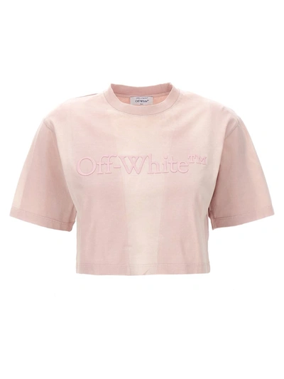 Shop Off-white 'laundry' Cropped T-shirt In Pink