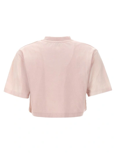 Shop Off-white 'laundry' Cropped T-shirt In Pink