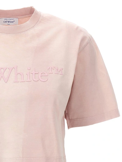Shop Off-white 'laundry' Cropped T-shirt In Pink