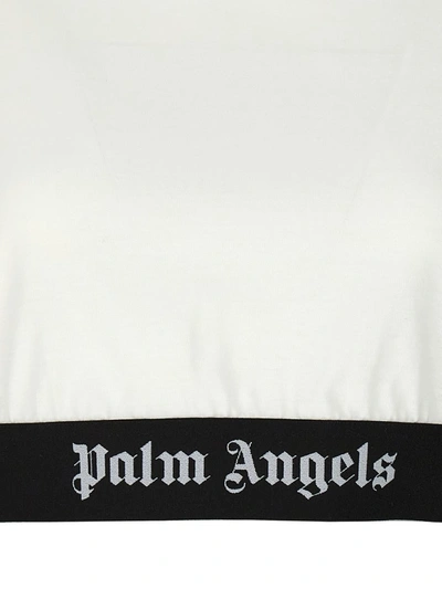 Shop Palm Angels 'logo Tape Crop' T-shirt In White/black