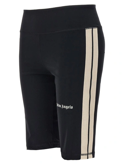 Shop Palm Angels 'track' Cycling Bermuda Shorts In White/black