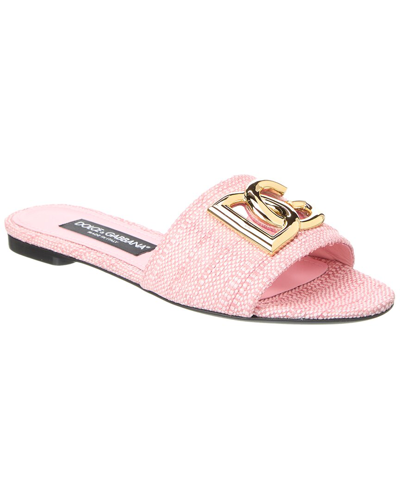 Shop Dolce & Gabbana Dg Logo Raffia Sandal In Pink