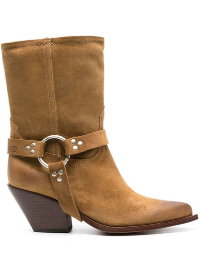 Shop Sonora Suede Texan Boots In Camel
