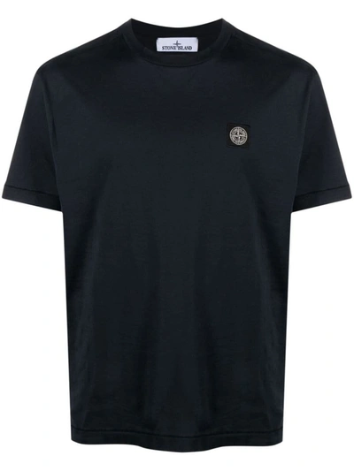 Shop Stone Island Logo Cotton T-shirt In Blue