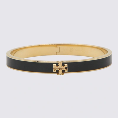 Shop Tory Burch Black And Gold-tone Brass Bracelet In Tory Gold / Black