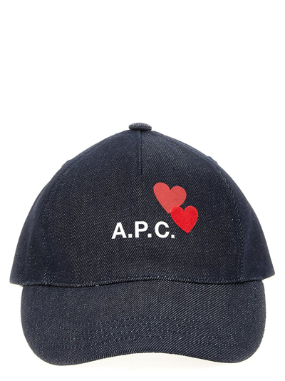 Shop Apc A.p.c. Valentines Day Denim Cap In Blue