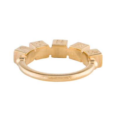 FENDI Pre-owned Graphy Letters Gold Metal Ring Size Small