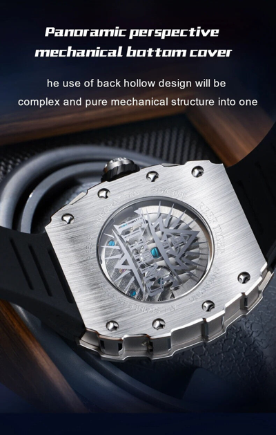 Pre-owned Reef Tiger Men Automatic Watch Mechanical Tonneau Case Multi Dial Luminous Month