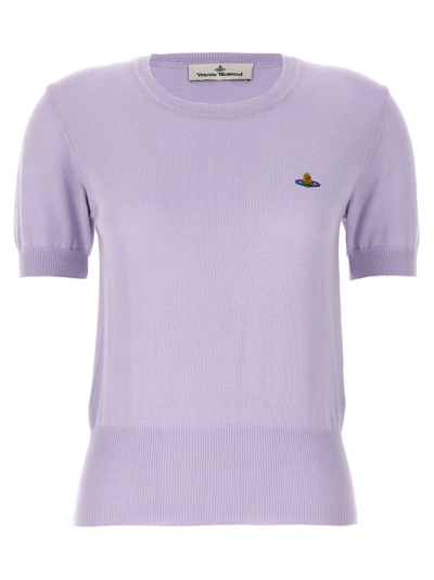 Shop Vivienne Westwood Orb Embroidered Knit Top In Purple