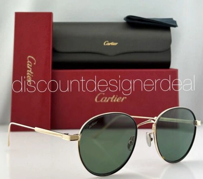Pre-owned Cartier Round Sunglasses Ct0250s 002 Gold Havana Frame Green Polarized Lens 51mm
