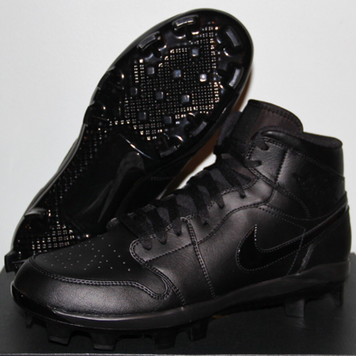 Pre-owned Jordan 1 Retro High Mcs Baseball Cleats Mens 11 12 Av5354-002 Triple Black