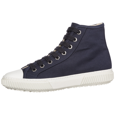 Pre-owned Prada High-top Sneakers Men 4t3306_3ojt_f0216 Cotton Logo Detail Shoes In Blue