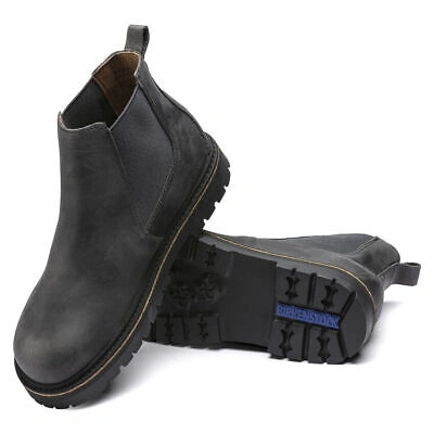 Pre-owned Birkenstock Stalon Men's Nubuk Leather Boots Graphite Gray