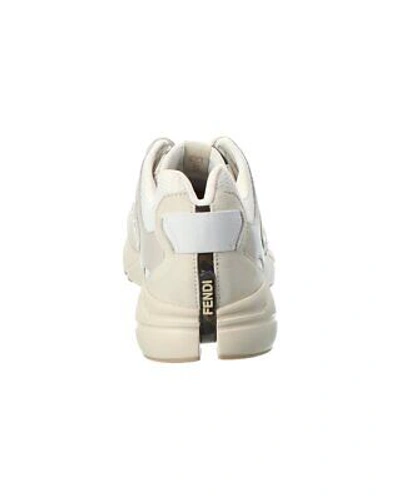 Pre-owned Fendi Faster Leather & Mesh Sneaker Men's White 6