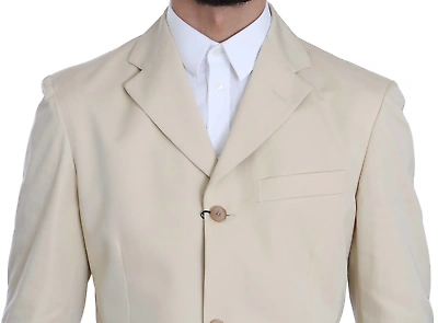 Pre-owned Romeo Gigli Two Piece 3 Button Beige Cotton Solid Suit