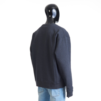 Pre-owned Berluti 1110$ Embroidered Scritto Sweatshirt - Dark Grey Melange, Fleece Cotton