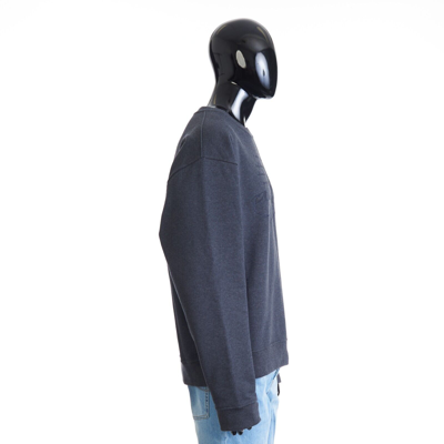 Pre-owned Berluti 1110$ Embroidered Scritto Sweatshirt - Dark Grey Melange, Fleece Cotton