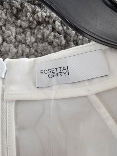 Pre-owned Rosetta Getty Twist Front Top Women's 6 White V-neck Short Puff Sleeve Back Zip
