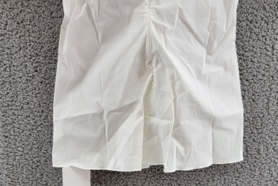 Pre-owned Rosetta Getty Twist Front Top Women's 6 White V-neck Short Puff Sleeve Back Zip