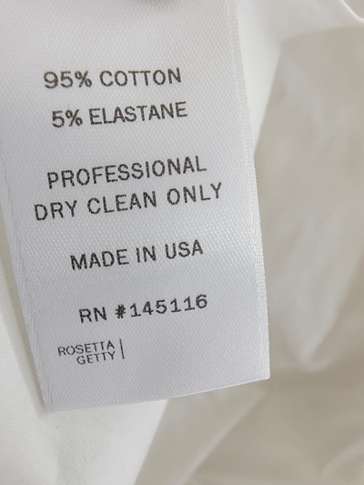Pre-owned Rosetta Getty Twist Front Top Women's 6 White V-neck Short Puff Sleeve Back Zip