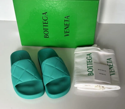 Pre-owned Bottega Veneta $420  Womens Matt Rubber Green Slides Sandals 10 (40) 640051