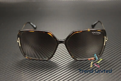 Pre-owned Tom Ford Ft1039 52h Plastic Dark Havana Brown Polarized 59 Mm Women's Sunglasses