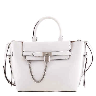 Pre-owned Michael Kors Optic White Leather Large Hamilton Legacy Belted Satchel