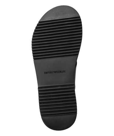 Pre-owned Emporio Armani Sandals Men X4p124xn787k001 Black Leather Logo Detail Shoes