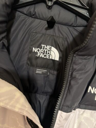 Pre-owned The North Face Women's Size Large 1996 Retro Nuptse Jacket Lavender Fog Print In Purple