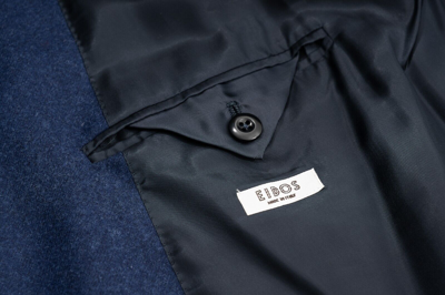 Pre-owned Eidos $1900  By Isaia Napoli Blue Overcoat Double Stitched Wool 38 Us / 48 Eu