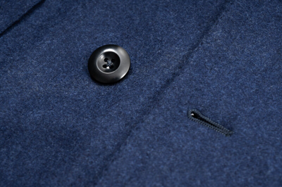 Pre-owned Eidos $1900  By Isaia Napoli Blue Overcoat Double Stitched Wool 38 Us / 48 Eu