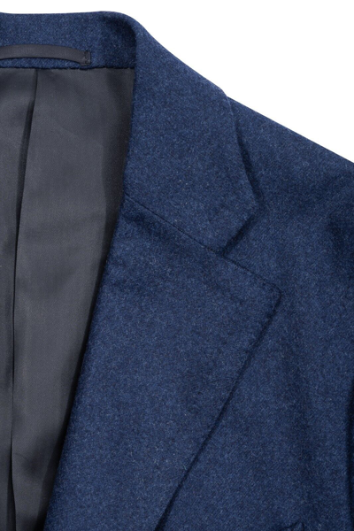 Pre-owned Eidos $1900  By Isaia Napoli Blue Overcoat Double Stitched Wool 38 Us / 48 Eu