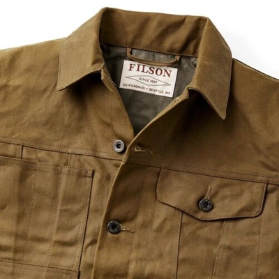 Pre-owned Filson Men's  Tin Cloth Short Lined Cruiser Jacket - Size Large Dark Tan In Brown